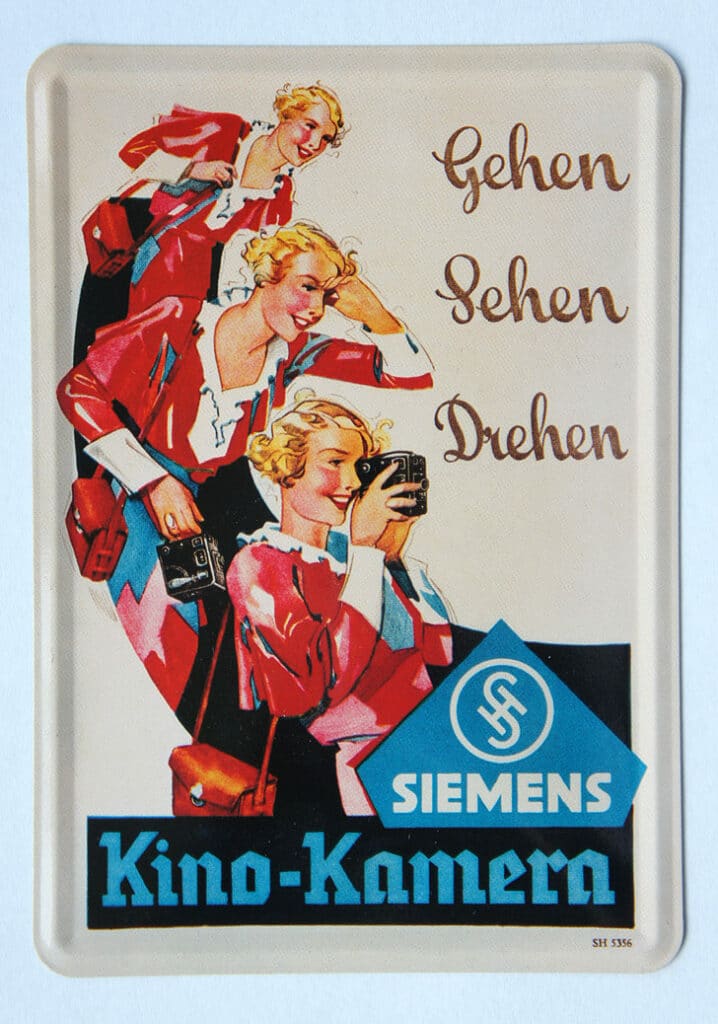 Siemens Kino-Kamera (Blechschild, Replika)