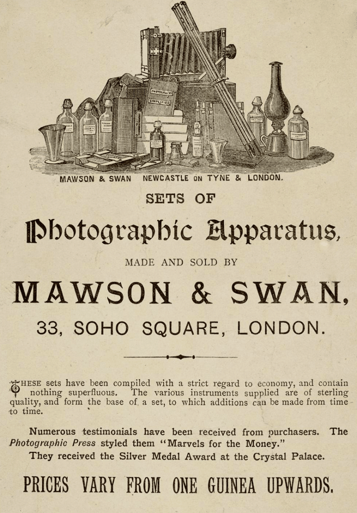 Zeitgenössische Werbung von Mawson & Swan